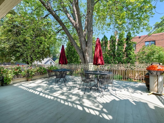 857 Fairmount Ave, Saint Paul, MN 55105 - wooden terrace featuring outdoor dining area and area for grilling