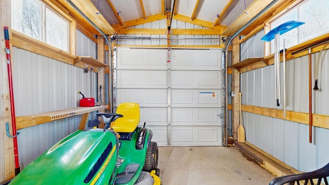 garage with metal wall