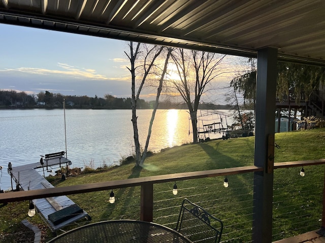 water view with a boat dock