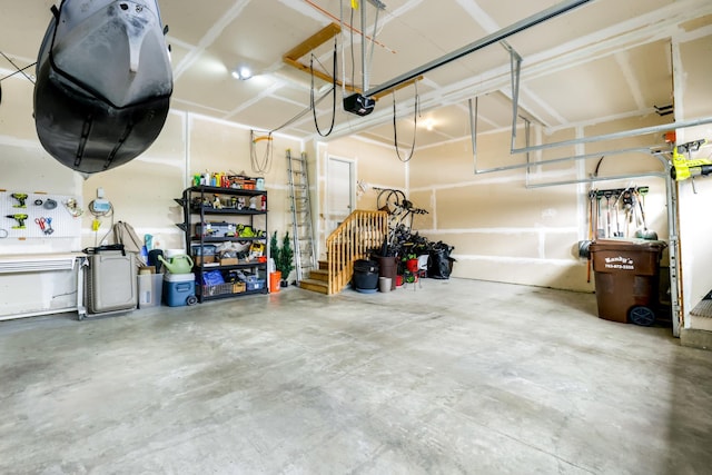 garage with a garage door opener