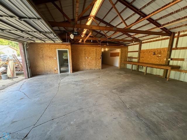 garage featuring metal wall