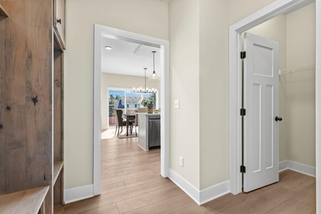 2080 151st Ave NW, Andover, MN 55304 - hall with a chandelier, light wood-type flooring, and baseboards