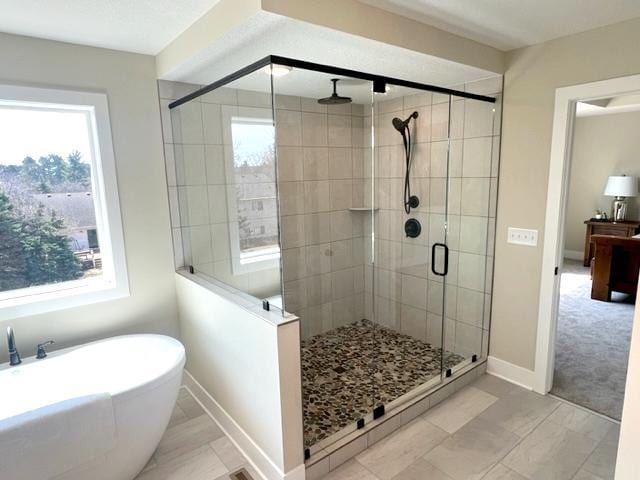 2080 151st Ave NW, Andover, MN 55304 - bathroom with a stall shower, plenty of natural light, a soaking tub, and baseboards