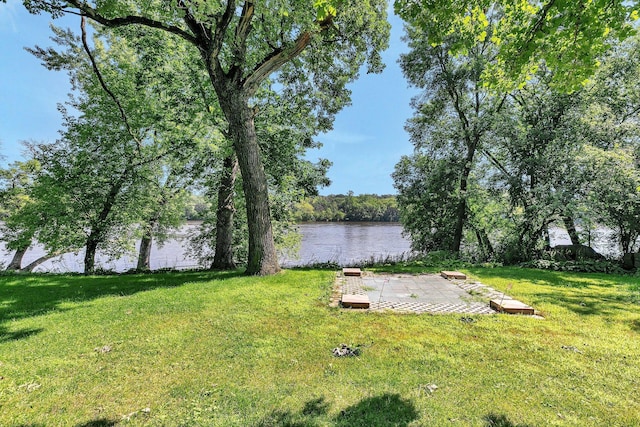 344 Riverside Ave S, Sartell, MN 56377 - view of grassy yard with a water view and a patio
