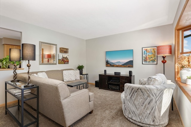 living room featuring carpet floors