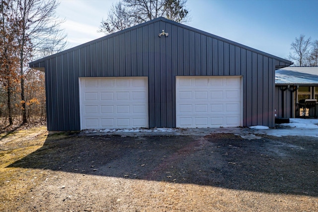 view of detached garage