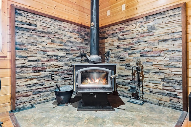 details featuring a wood stove