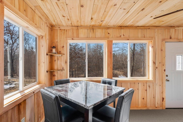 sunroom / solarium featuring wooden ceiling