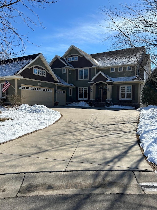 view of front of house featuring a garage and driveway