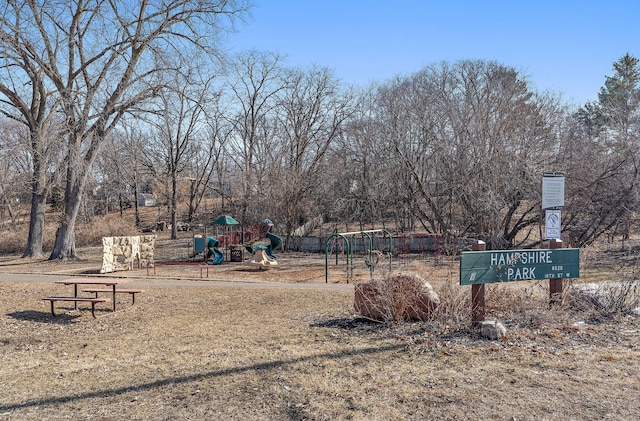 view of community featuring playground community