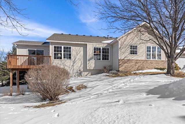 view of front of property with a deck