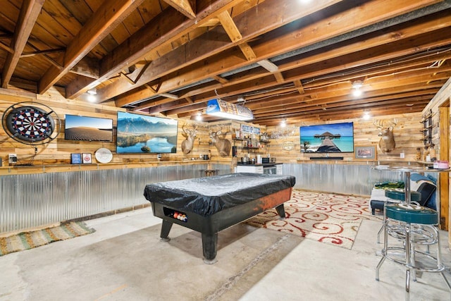 game room featuring concrete flooring and billiards