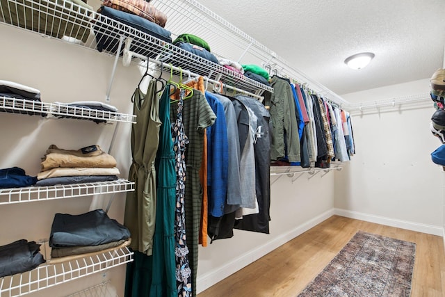 walk in closet featuring wood finished floors