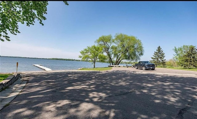 view of road with a water view