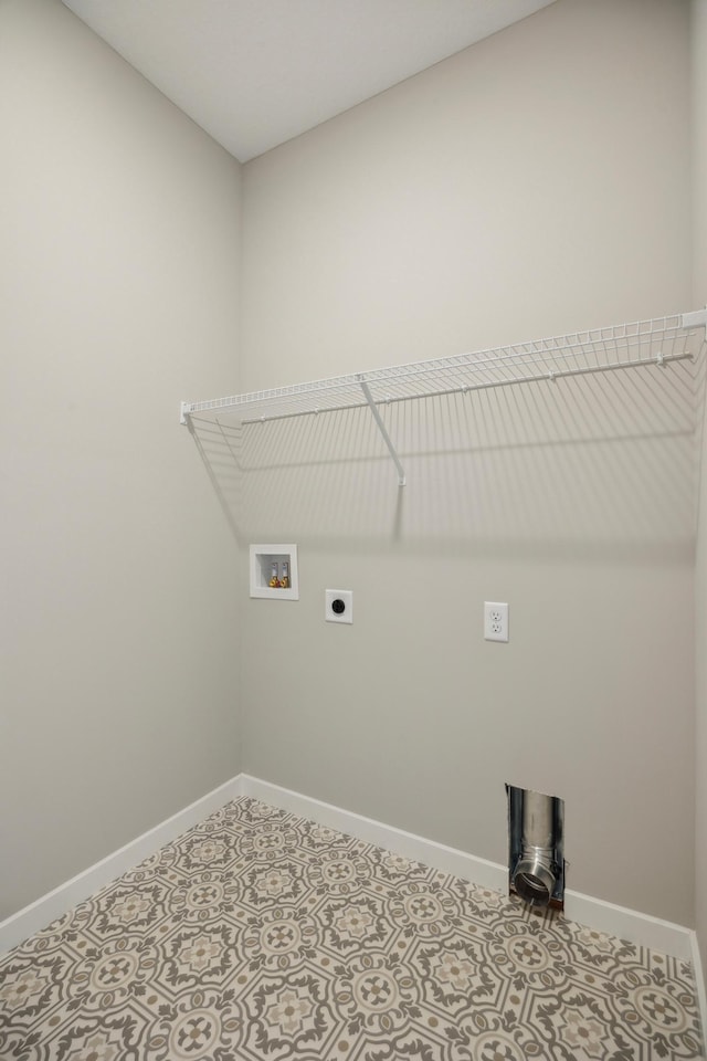 laundry area with washer hookup, laundry area, electric dryer hookup, and baseboards