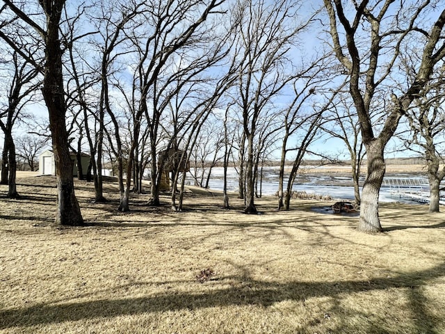 view of yard featuring a water view