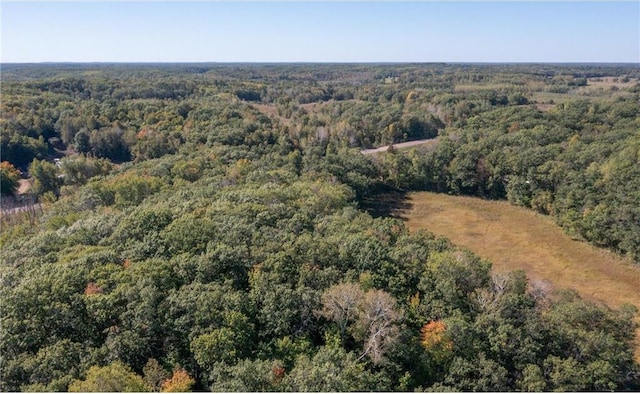 bird's eye view featuring a view of trees