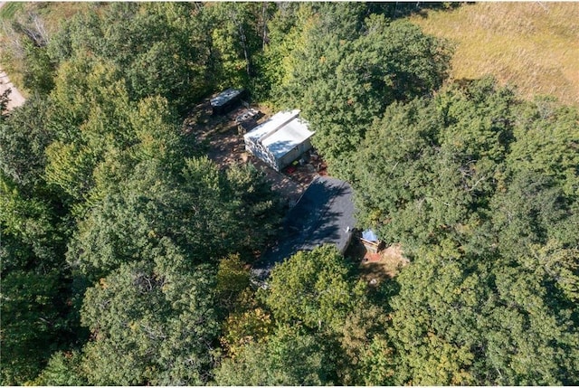 drone / aerial view with a forest view