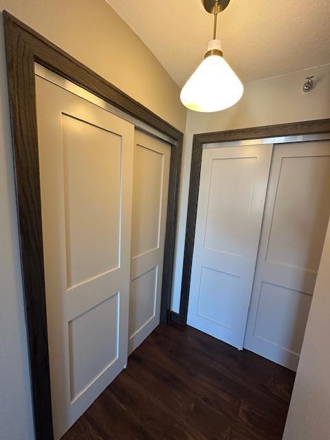 doorway featuring dark wood-style floors