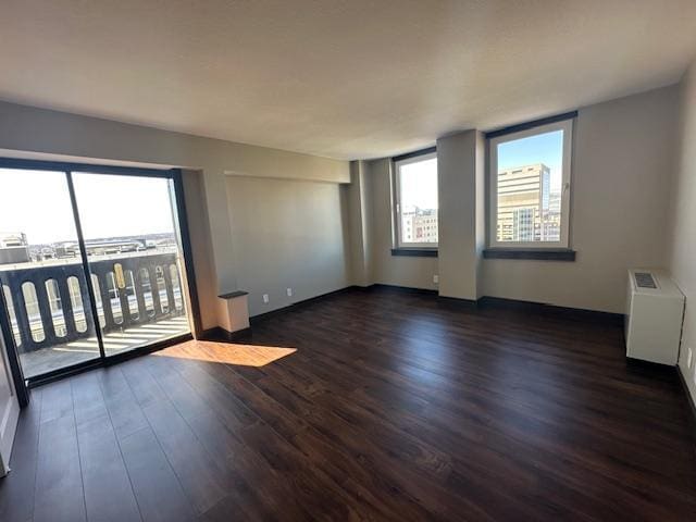 spare room with dark wood finished floors