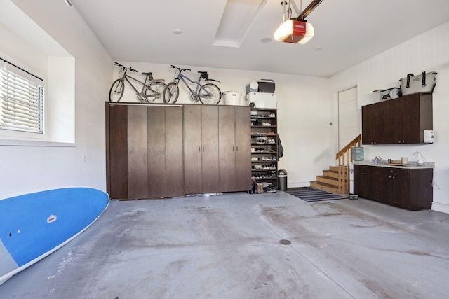 garage with a garage door opener