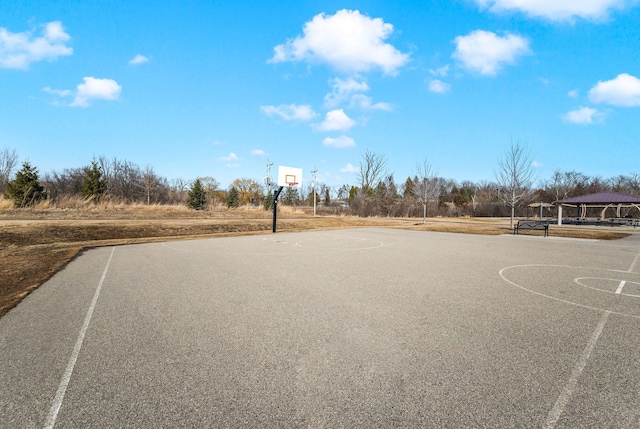 view of basketball court with a gazebo and community basketball court