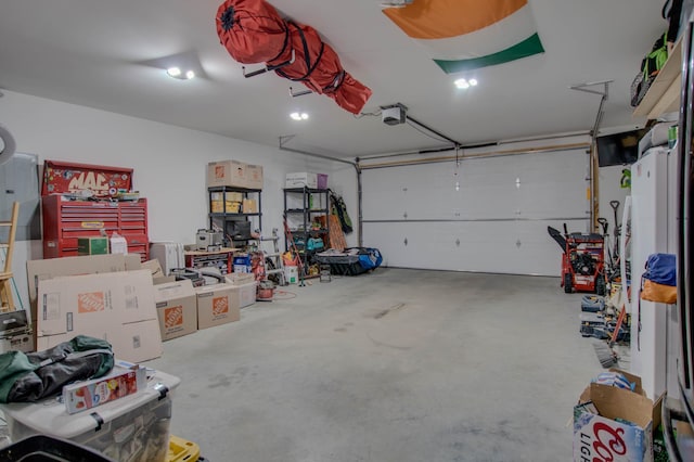 garage with a garage door opener