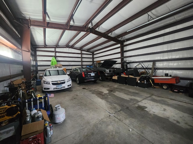 garage with metal wall