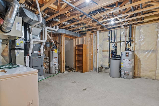 unfinished below grade area with fridge and water heater