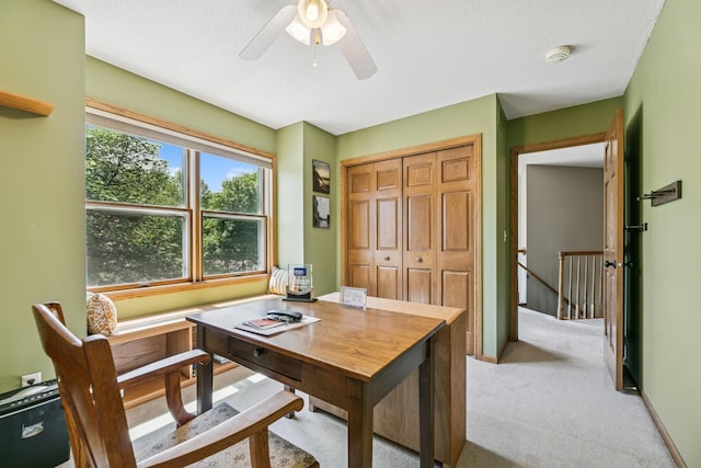 2415 Field Ct, Saint Cloud, MN 56301 - office area featuring light carpet and a ceiling fan