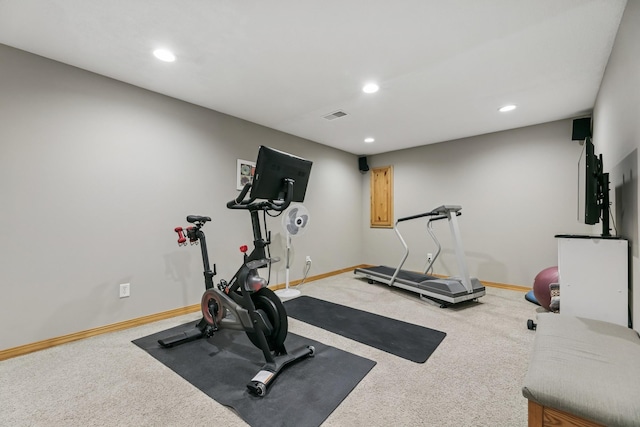 2415 Field Ct, Saint Cloud, MN 56301 - workout room featuring recessed lighting, baseboards, and carpet floors