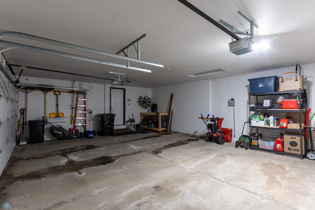 garage with a garage door opener