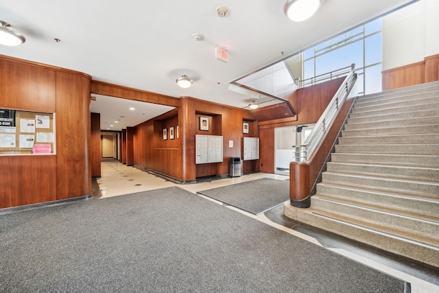 building lobby with stairway