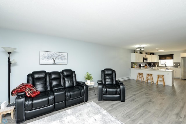 living area with light wood-type flooring