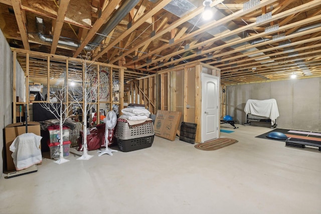 view of unfinished basement