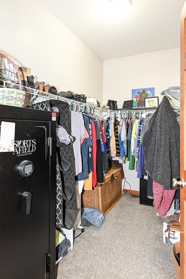 spacious closet with carpet flooring