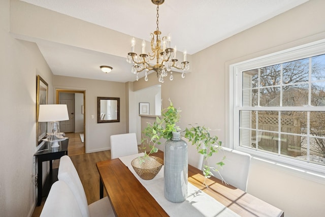 dining room featuring baseboards and wood finished floors