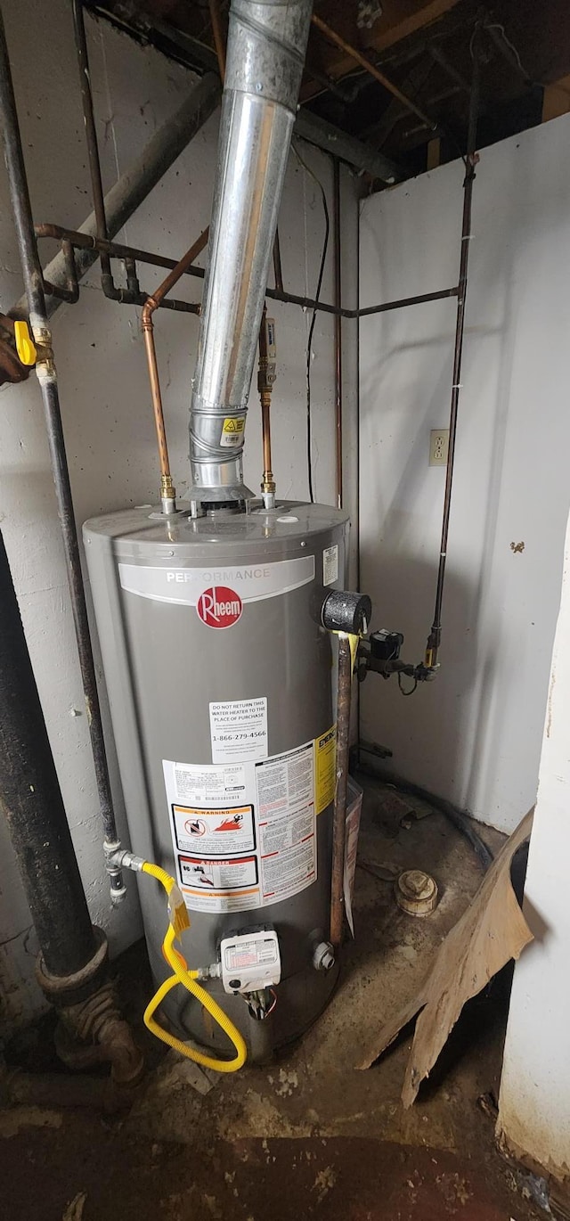 utility room featuring water heater