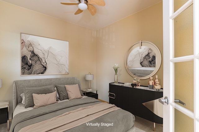 bedroom featuring a ceiling fan