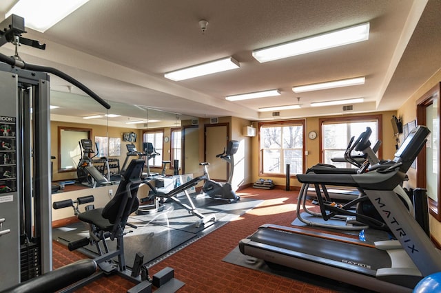 workout area with visible vents and baseboards