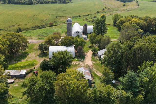 drone / aerial view with a rural view