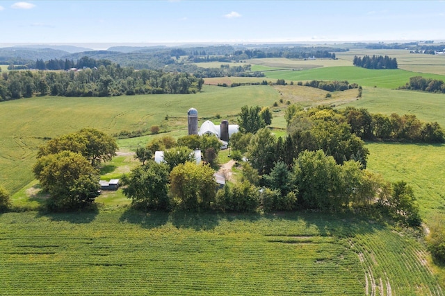 drone / aerial view with a rural view