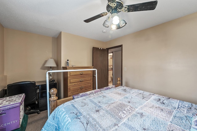 bedroom with carpet floors and ceiling fan