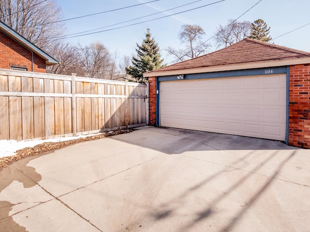 detached garage with fence