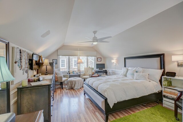 5920 Colfax Ave S, Minneapolis, MN 55419 - bedroom with a ceiling fan, wood finished floors, and vaulted ceiling