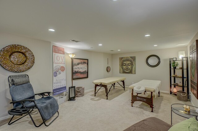 5920 Colfax Ave S, Minneapolis, MN 55419 - rec room with visible vents, recessed lighting, baseboards, and carpet floors