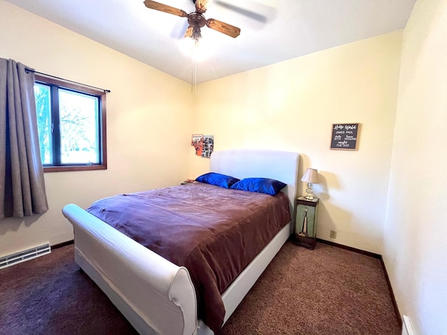 361 Hollett St, Tracy, MN 56175 - carpeted bedroom with ceiling fan and a baseboard radiator