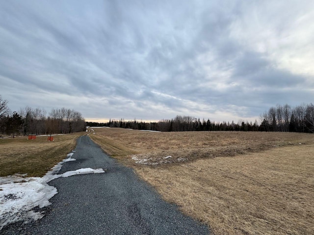 view of road with a rural view