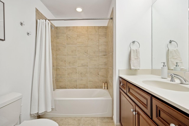 500 Grant St Unit 807, Minneapolis, MN 55404 - full bathroom featuring tile patterned flooring, shower / tub combo, toilet, and vanity