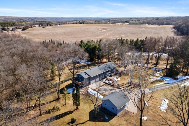 aerial view featuring a rural view